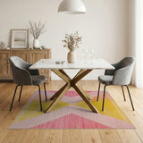 Vibrant Pink Yellow Gradient Geometric Area Rug