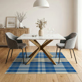 Navy Blue Gray Plaid Area Rug