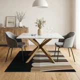 Brown Tan Striped Scalloped Awning Rug