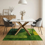 Green Geometric Patchwork Leaf Area Rug