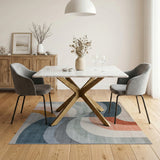 Modern Wavy Abstract Multi-Color Area Rug