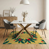 Golden Holly Berry Wreath Area Rug