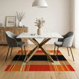 Bold Orange Black Grid Geometric Area Rug