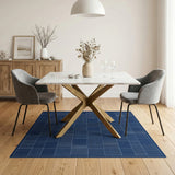 Navy Blueprint Grid Area Rug