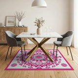 Pink Vibrant Pink Floral Mandala Area Rug
