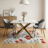 Vibrant Red Persimmon Fruit Pattern Area Rug