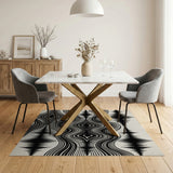 Dynamic Black Wave Geometric Area Rug