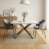 Ivory Persian Floral Rug with Gold Accents