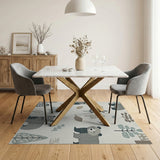 Cute Grey Bear Woodland Kids Rug