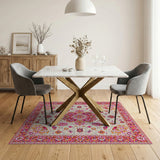 Vibrant Pink Medallion Persian Area Rug
