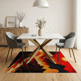Fiery Red Mountain Sunset Area Rug