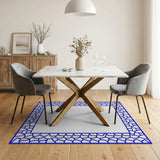 Blue Mosaic Geometric Border Rug
