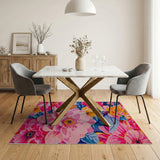 Multi-color and Patterns Vibrant Pink Lotus Floral Area Rug