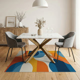 ODIKA Modern Abstract Geometric Washable Area Rug - Low Pile Non-Slip Carpet