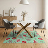 Festive Peppermint Candy Cane Area Rug