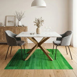 ODIKA Modern Abstract Green Striped Washable Rug - Low Pile Non-Slip Area Rug