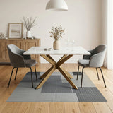 Modern Black White Geometric Mesh Area Rug