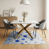 Whimsical Blue Cornflower Star Meadow Rug