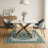 Ornate Green Mandala Soccer Rug