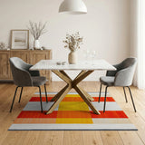 Bold H-Shaped Geometric Stripe Area Rug