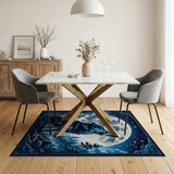 Howling Wolf at Full Moon Night Sky Area Rug