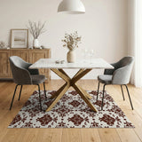 Elegant Cream Damask Floral Area Rug