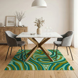 Teal Wave Abstract No. 7 Area Rug