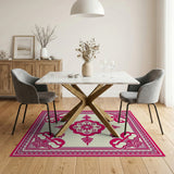 Pink Traditional Persian Border Area Rug