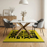 Yellow 'Vent Hit DVG IDE' Bold Block Letter Area Rug
