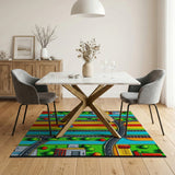 Vibrant Cartoon City Roads Area Rug