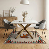 Charming Squirrel in Red Floral Border Rug
