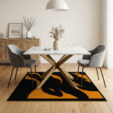 Fiery Orange Flames Geometric Area Rug