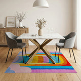 Multi-color and Patterns Rainbow Arch Multi-Color Geometric Area Rug