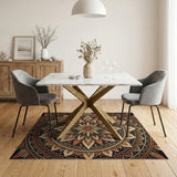 Boho Orange Mandala Area Rug
