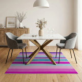 Vibrant Purple Pink Blue Striped Tufted Rug