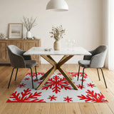 Bold Red Snowflake Area Rug