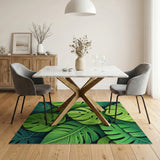 Lush Monstera Leaves Green Area Rug