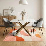 Orange Abstract Curve Area Rug