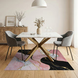 ODIKA Pink and Gold Marble Abstract Washable Area Rug, Low Pile Non-Slip Living Room Carpet
