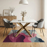 Wavy Layers Pink Grey Abstract Area Rug