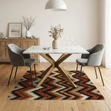 Southwestern Zigzag Brown Tan Area Rug