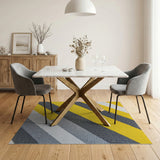 Bold Yellow Grey Diagonal Stripe Geometric Rug