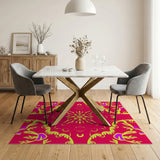 Vibrant Red Floral Motif Area Rug