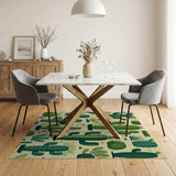 Green Cactus Desert Pattern Area Rug