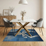 Geometric Blue Deer Head Area Rug