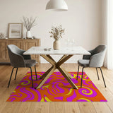 Vibrant Orange Pink Yellow Swirl Area Rug