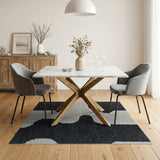 Black White Organic Abstract Area Rug