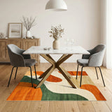Orange Abstract Area Orange Wave Abstract Area Rug