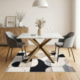 Modern Geometric Black and Neutral Area Rug