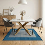 Blue Border Woven Coastal Area Rug